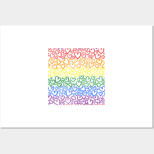 Gay Pride Hearts Pattern Posters and Art